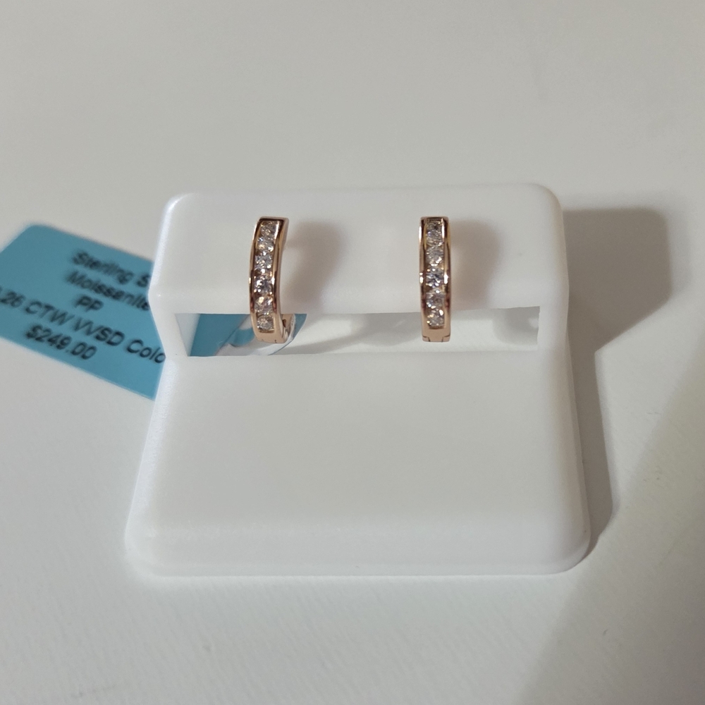 Moissanite Sterling Silver Earrings NWT